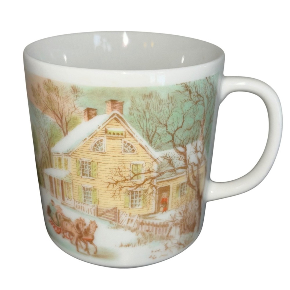 Vintage Winter Scene | Ceramic Mug | Farmhouse Countryside Christmas Holiday